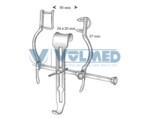 Balfour - Baby Abdominal Retractor - Blade Small = 27 mm, Center Blade = 24x20 mm, Opening Width = 90 mm, Double Bar