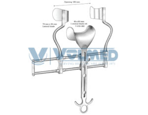 Balfour Abdominal Retractor - Center Blade = 45x80 mm, Opening Width = 180 mm, Lateral Blade = 70x35 mm