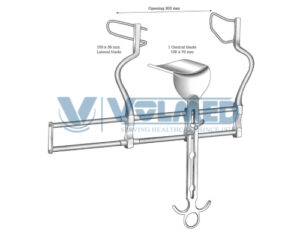 Balfour Abdominal Retractor - Center Blade = 100x70 mm, Blade Large = 35 mm, Blade Small = 100 mm, Opening Width = 200 mm