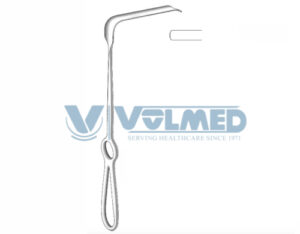 Obwegeser Soft Tissue Retractor - Length = 24 cm / 9-1/2", Blade = 5x16 mm, Bent Downwards
