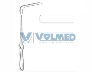 Obwegeser Soft Tissue Retractor - Length = 24 cm / 9-1/2", Blade = 12x55 mm, Bent Downwards